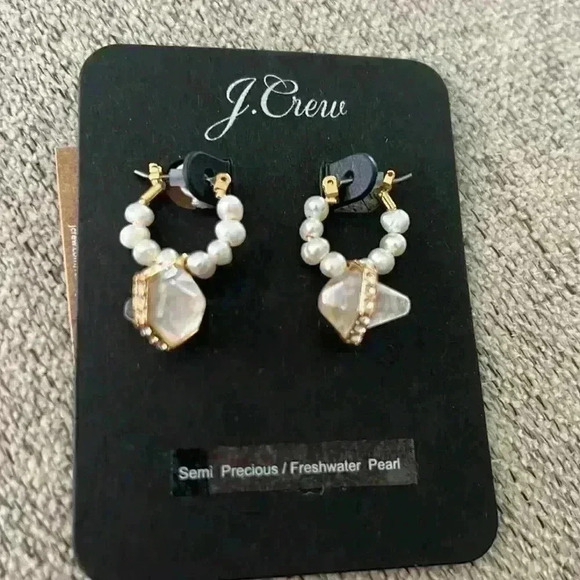J Crew Fresh Water Quartz Hoop Earrings - Picture 3 of 3